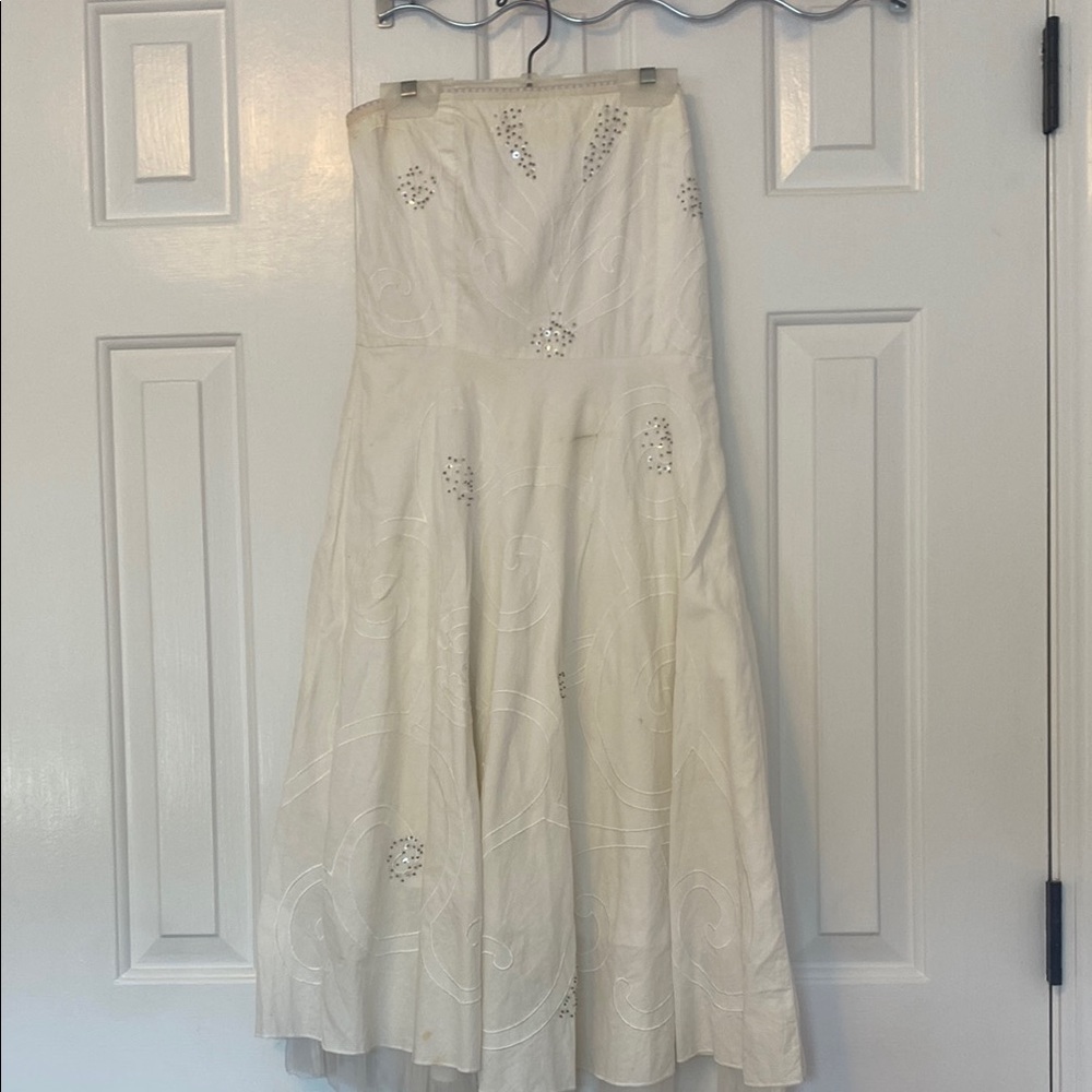 Guess Cream Sweetheart Strapless Sundress